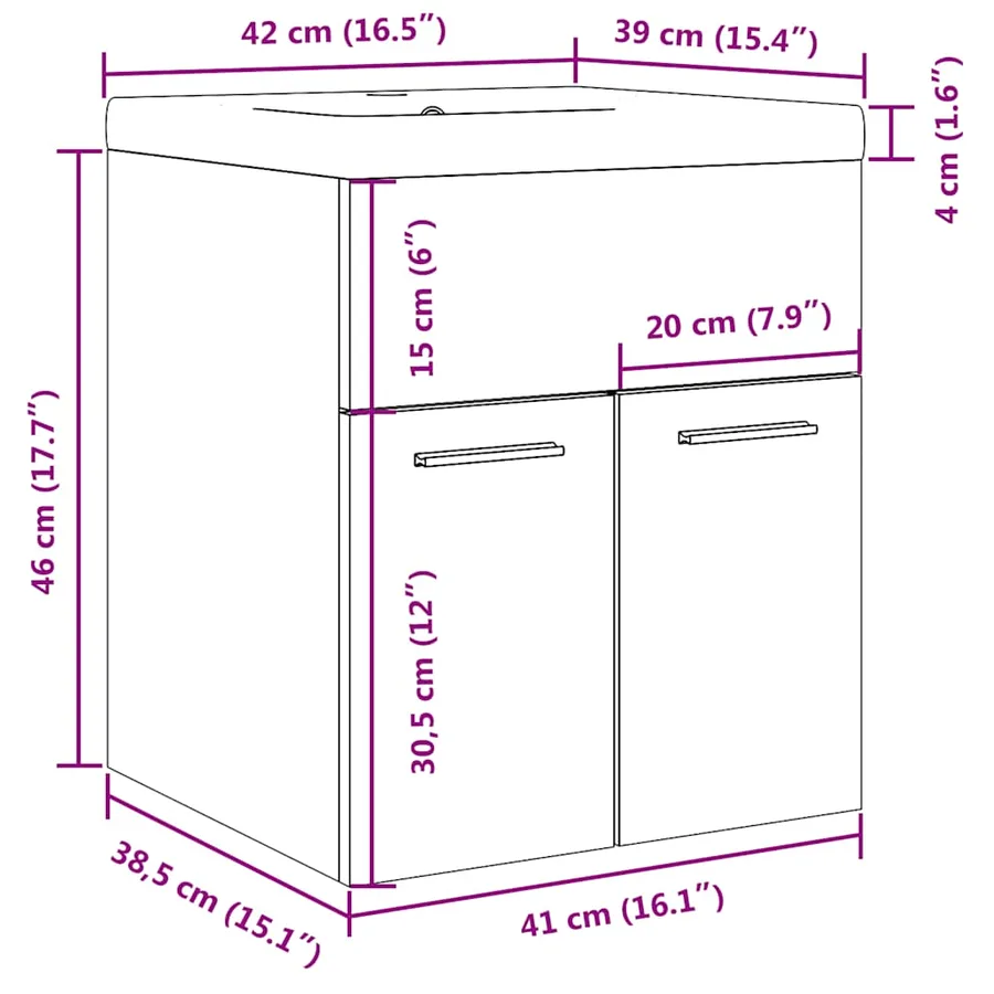 Ensemble de meubles de salle de bain 2 pcs gris béton - 11