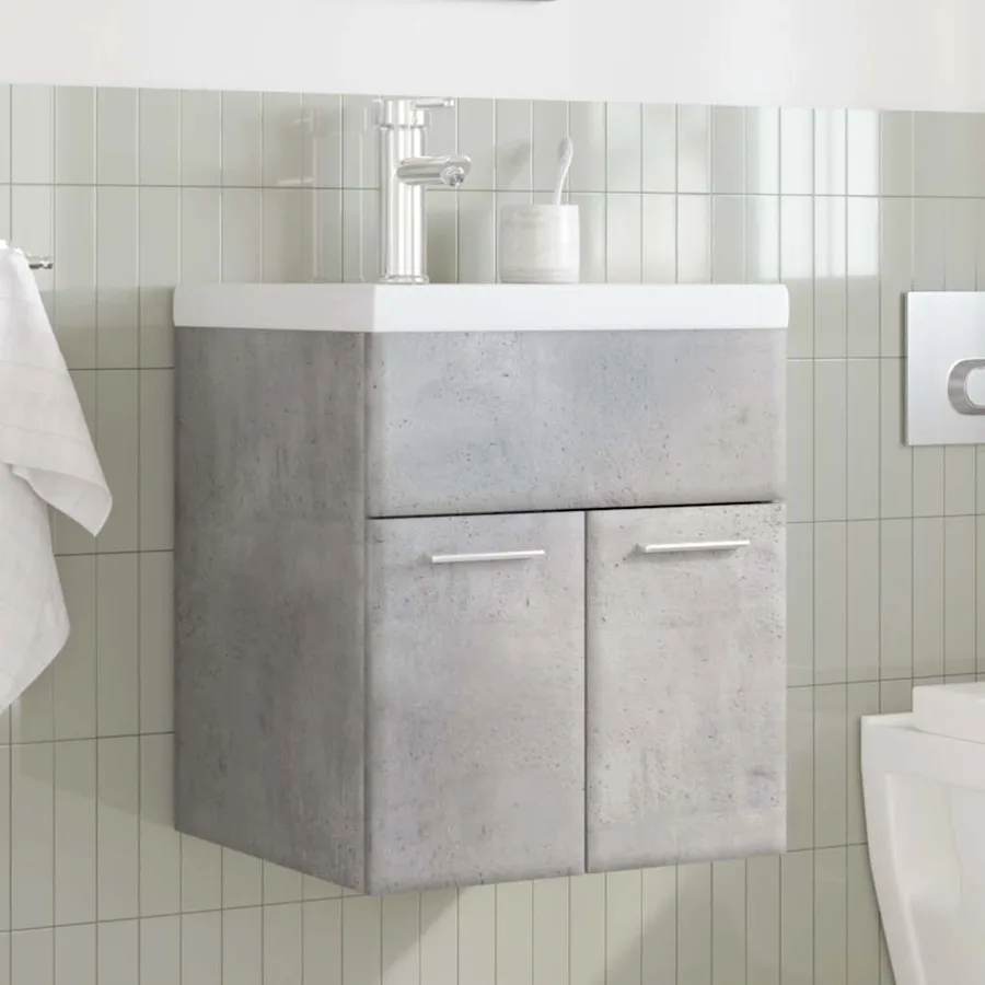 Ensemble de meubles de salle de bain 2 pcs gris béton - 3