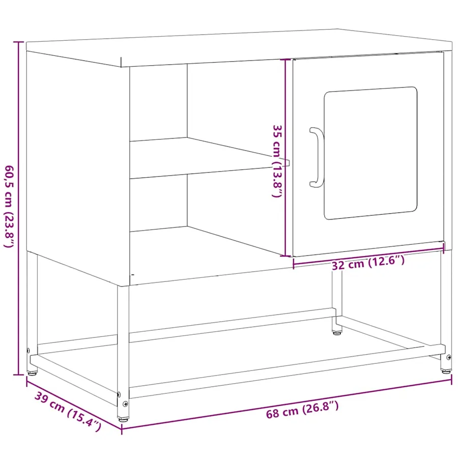 Meuble TV rose 68x39x60,5 cm acier - 14