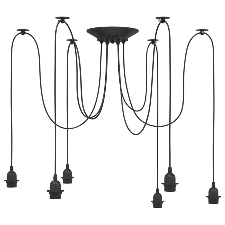 Lampe suspendue avec 6 porte-lampes E27 noir métal - 2