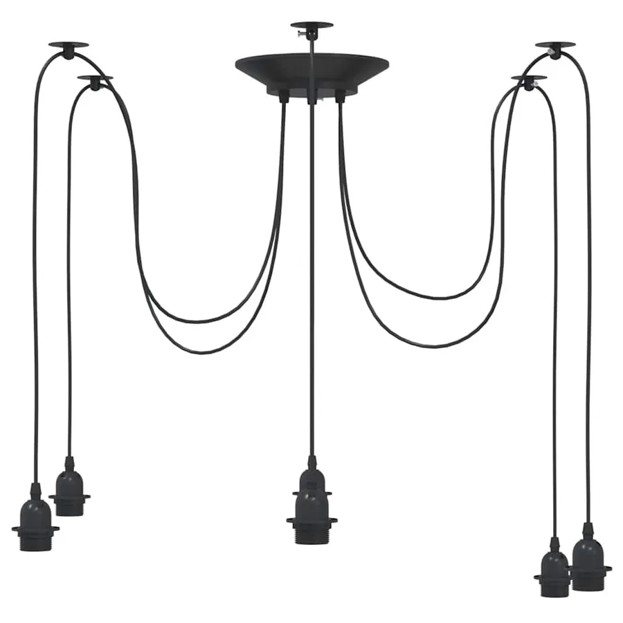 Lampe suspendue avec 6 porte-lampes E27 noir métal - 5