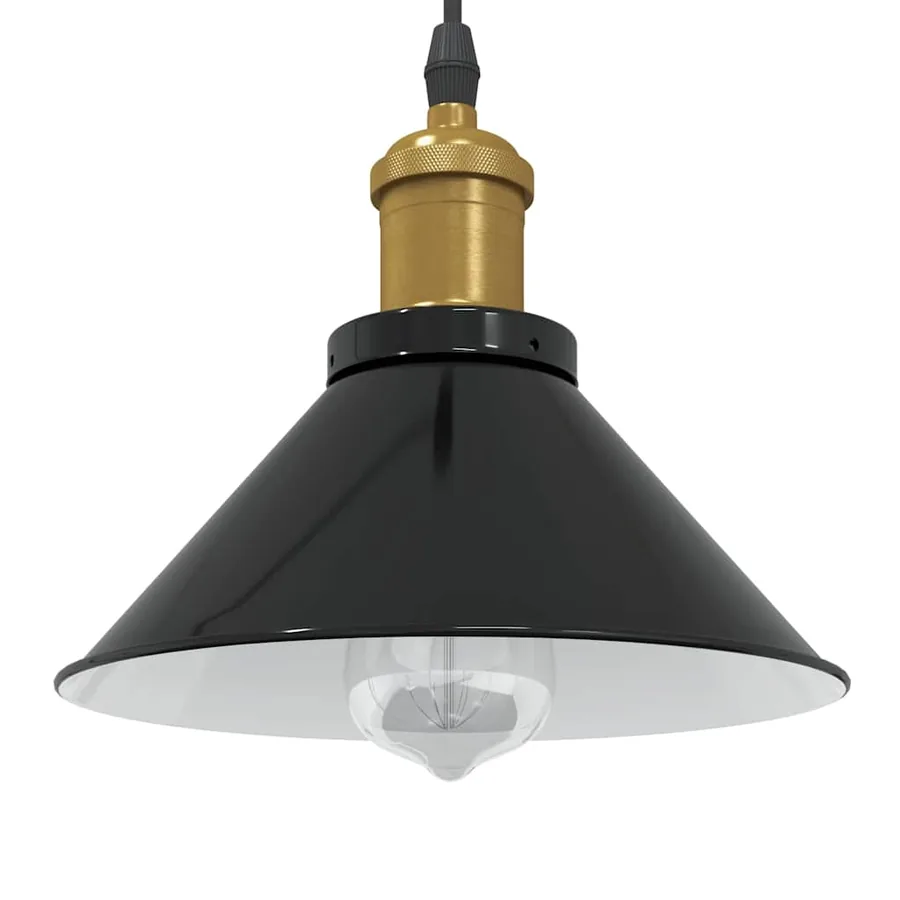 Lampe suspendue réglable hauteur E27 noir brillant Ø22 cm métal