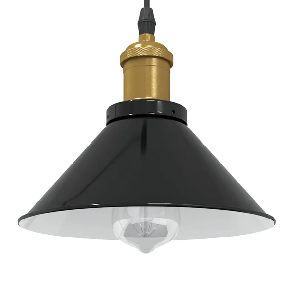 Lampe suspendue réglable hauteur E27 noir brillant Ø22 cm métal