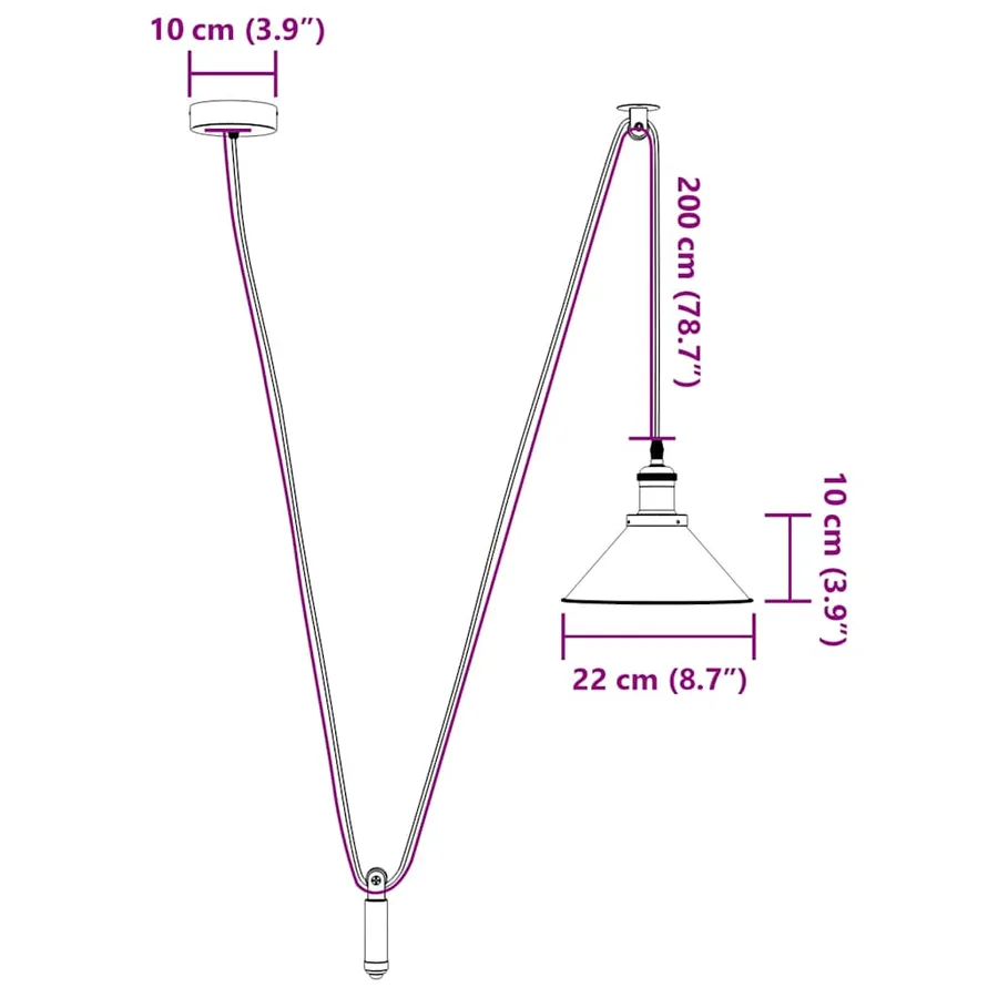 Lampe suspendue réglable hauteur E27 noir brillant Ø22 cm métal - 11