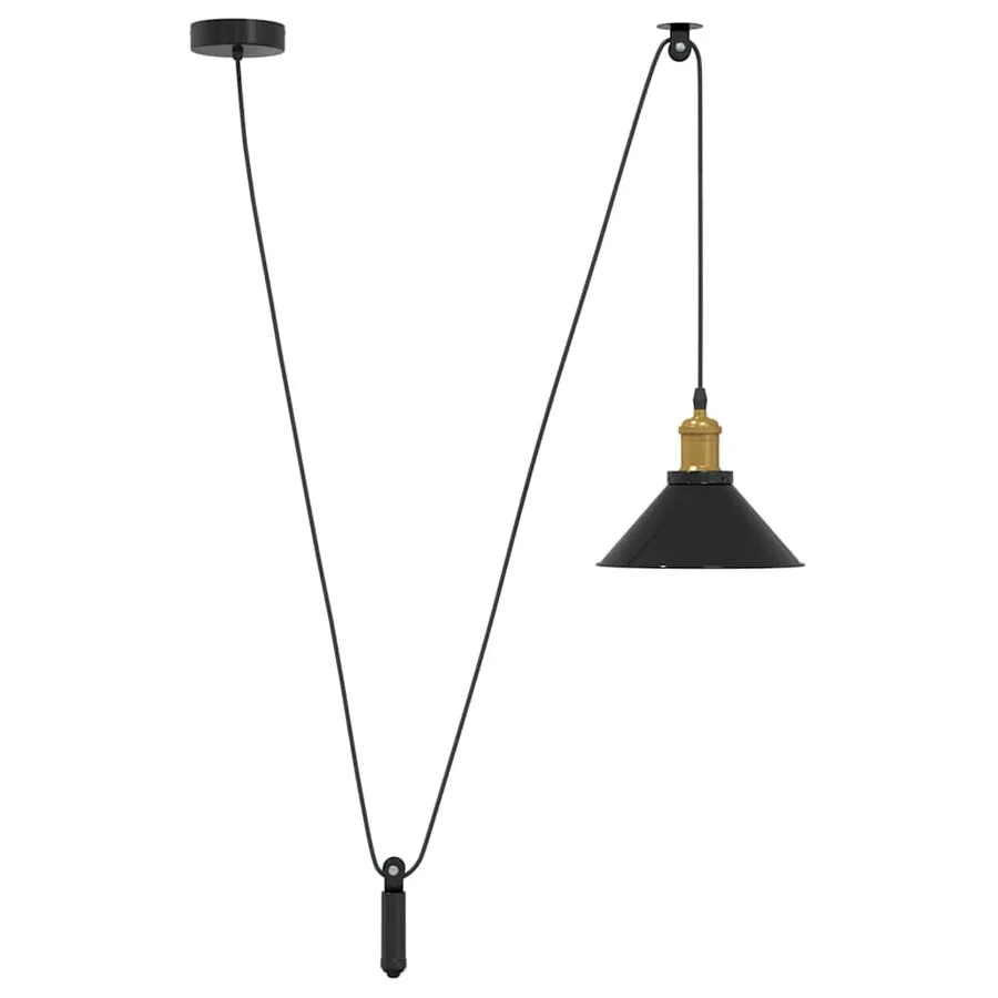 Lampe suspendue réglable hauteur E27 noir brillant Ø22 cm métal - 2