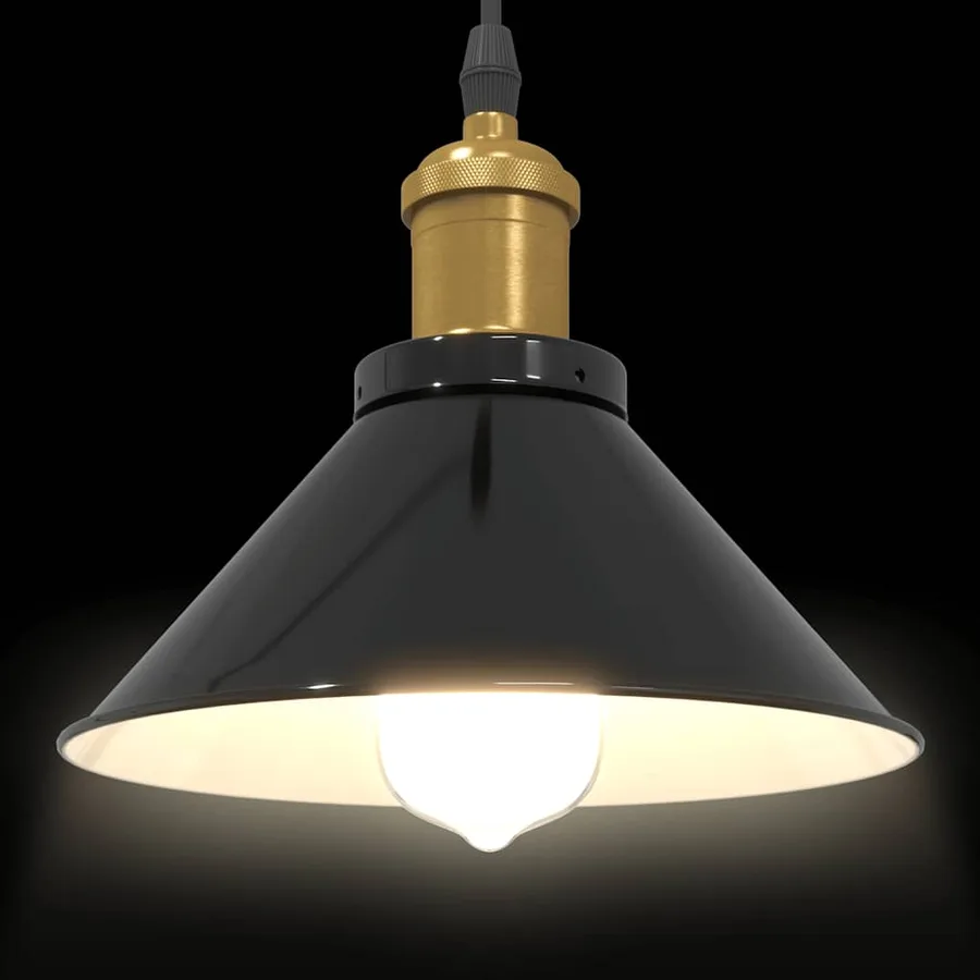 Lampe suspendue réglable hauteur E27 noir brillant Ø22 cm métal - 6