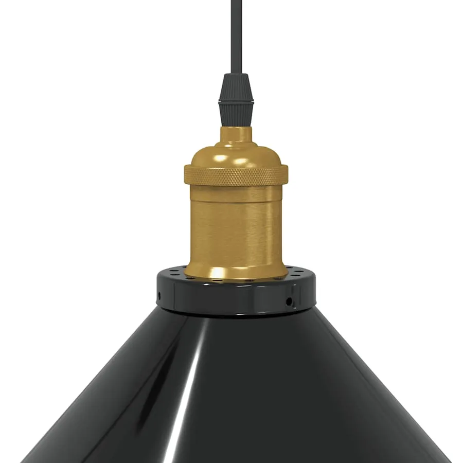 Lampe suspendue réglable hauteur E27 noir brillant Ø22 cm métal - 8