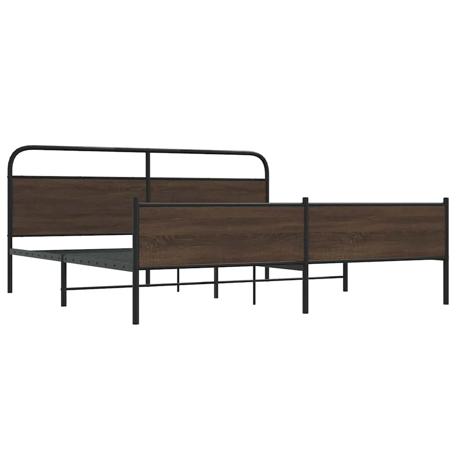 Cadre de lit en métal sans matelas chêne marron 183x213 cm - 3