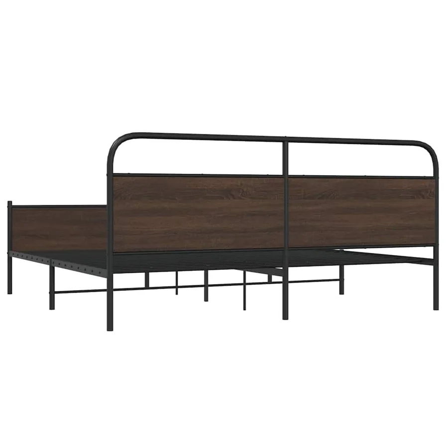 Cadre de lit en métal sans matelas chêne marron 183x213 cm - 7