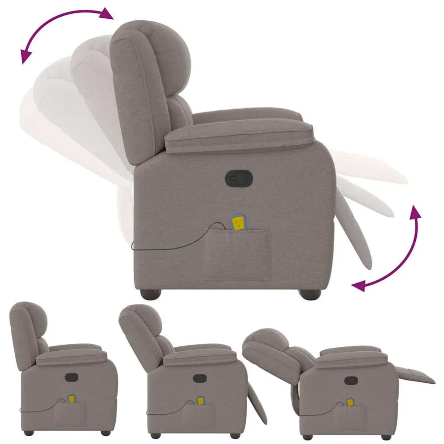 Fauteuil de massage inclinable Taupe Tissu - 7