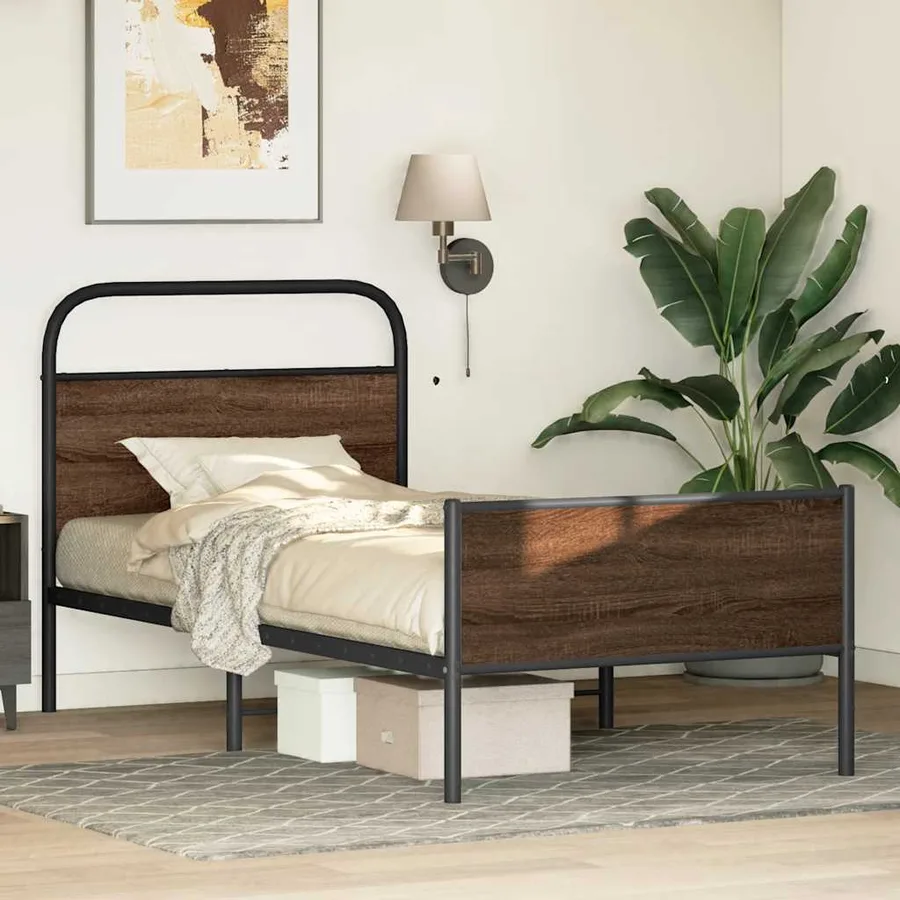 Cadre de lit sans matelas 107x203 cm chêne marron - 4