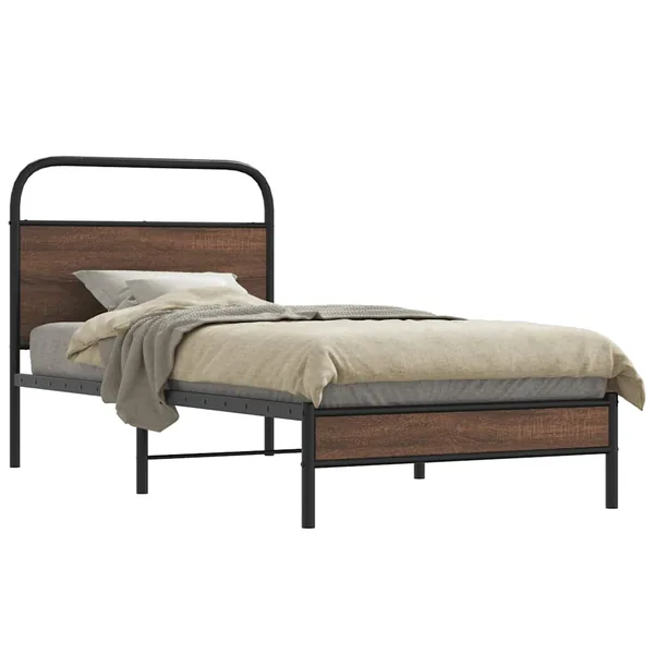 Cadre de lit sans matelas 90x190cm chêne marron bois ingénierie