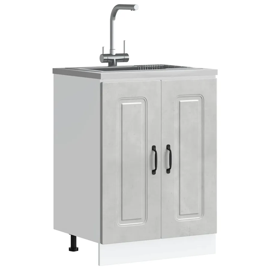Meuble bas pour évier Kalmar gris béton bois d'ingénierie