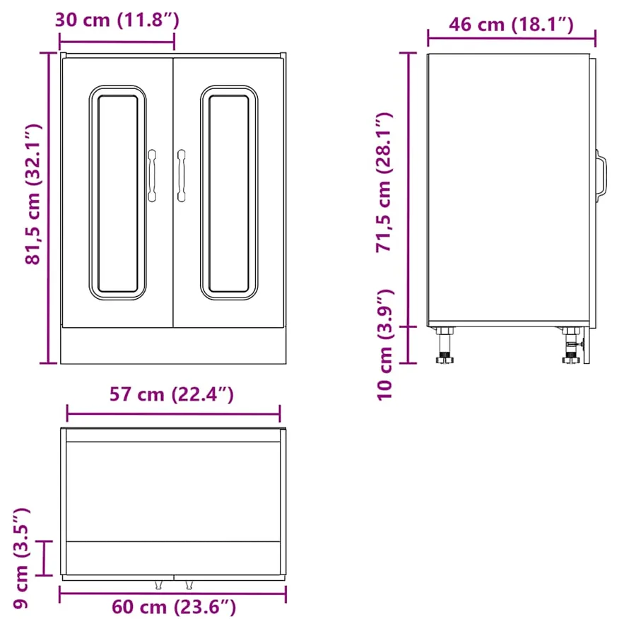 Meuble bas pour évier Kalmar gris béton bois d'ingénierie - 11