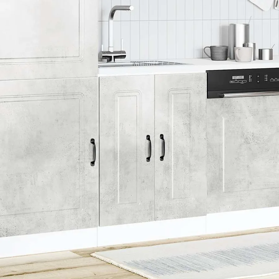 Meuble bas pour évier Kalmar gris béton bois d'ingénierie - 3