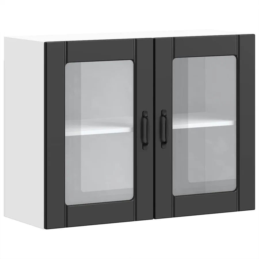 Armoire murale de cuisine avec porte en verre Lucca noir - 2