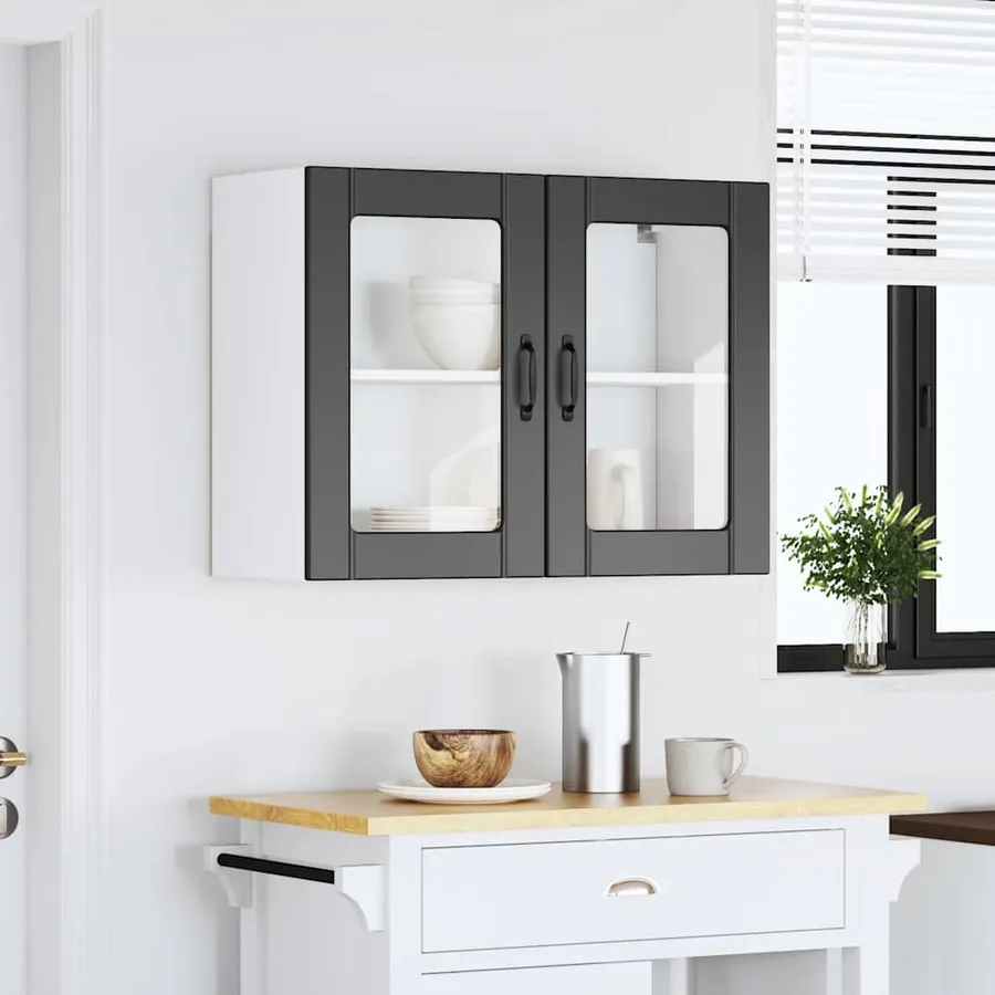Armoire murale de cuisine avec porte en verre Lucca noir - 3