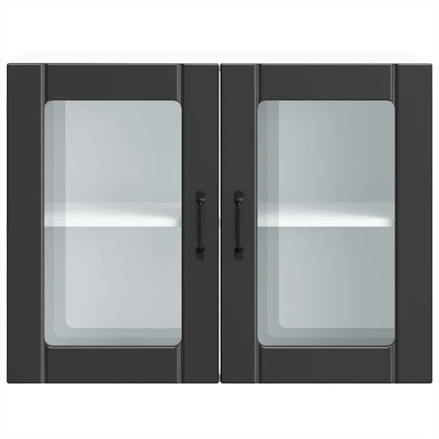 Armoire murale de cuisine avec porte en verre Lucca noir - 6