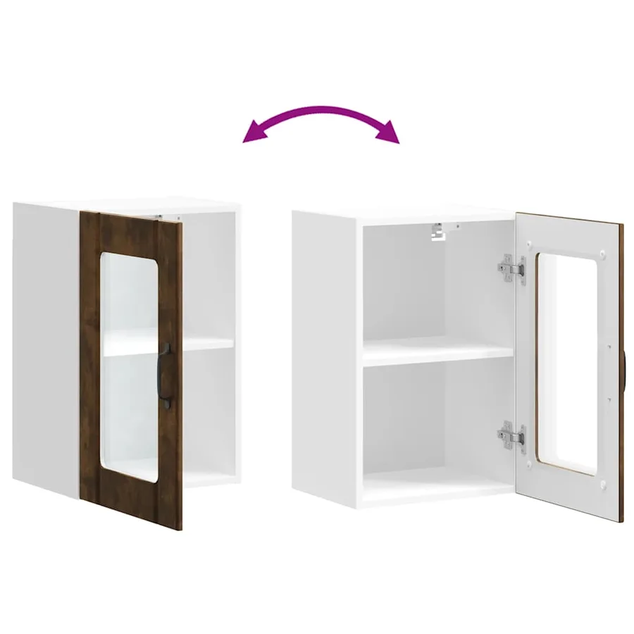 Armoire murale de cuisine avec porte en verre Lucca chêne fumé - 10