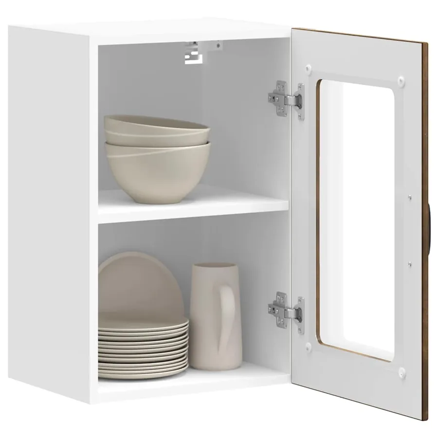 Armoire murale de cuisine avec porte en verre Lucca chêne fumé - 5