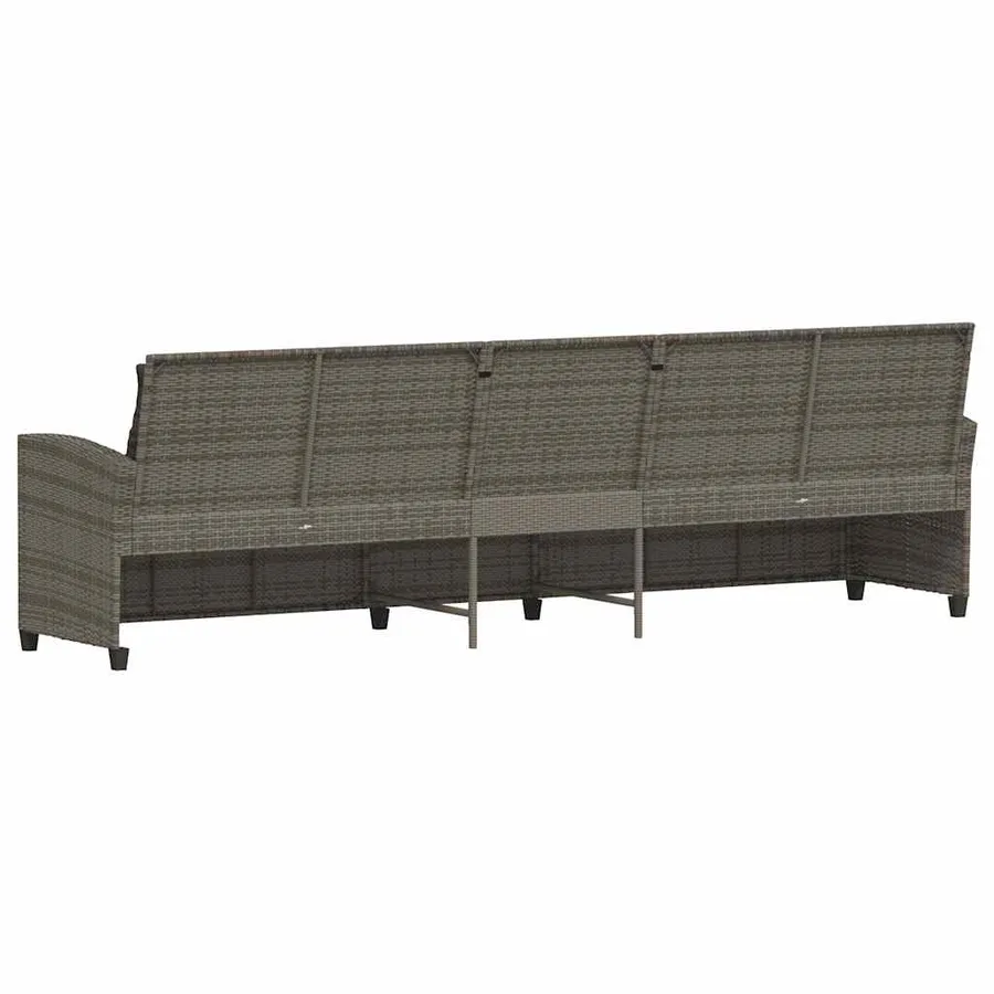 Canapé de jardin avec coussins 5 places gris résine tressée - 6