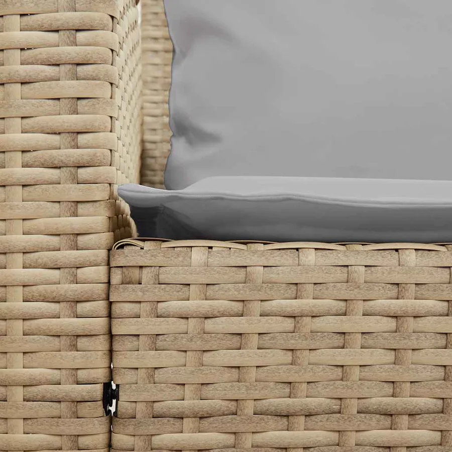 Canapé de jardin avec coussins 5 places beige résine tressée - 7