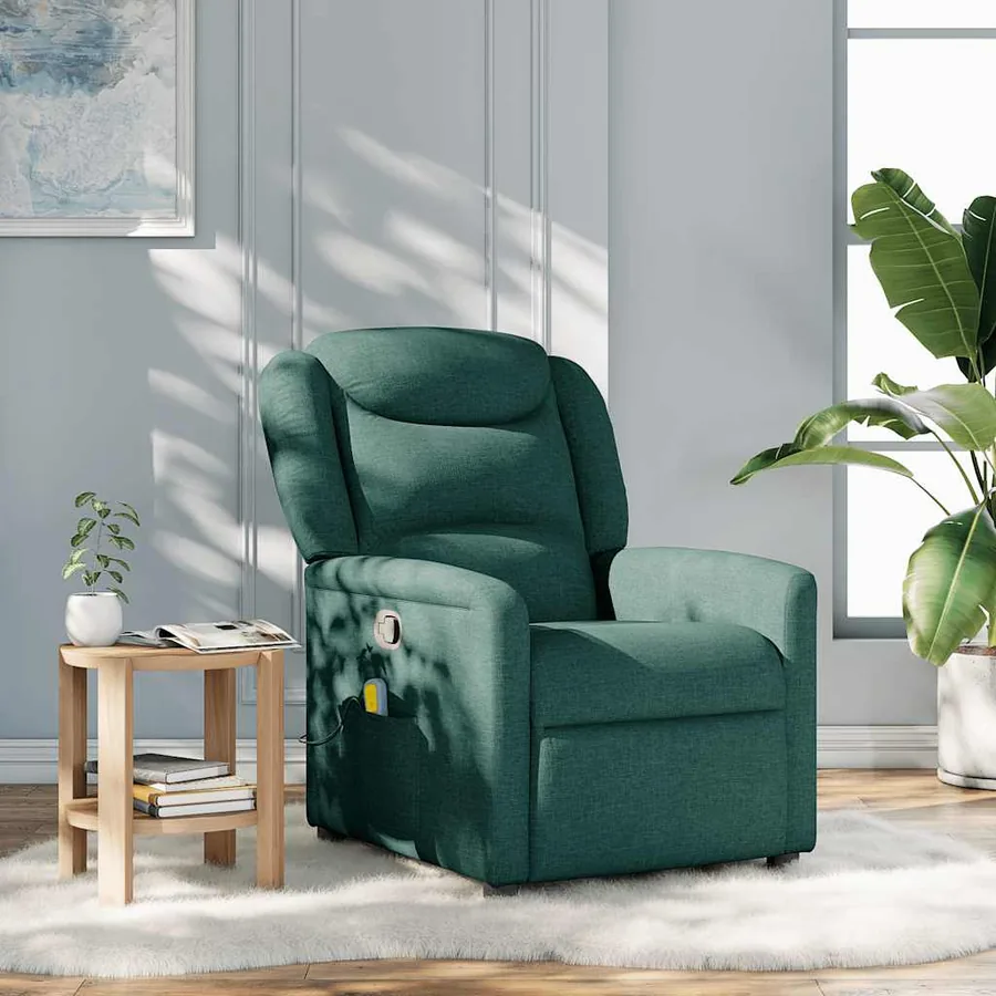 Fauteuil de massage inclinable Vert foncé Tissu