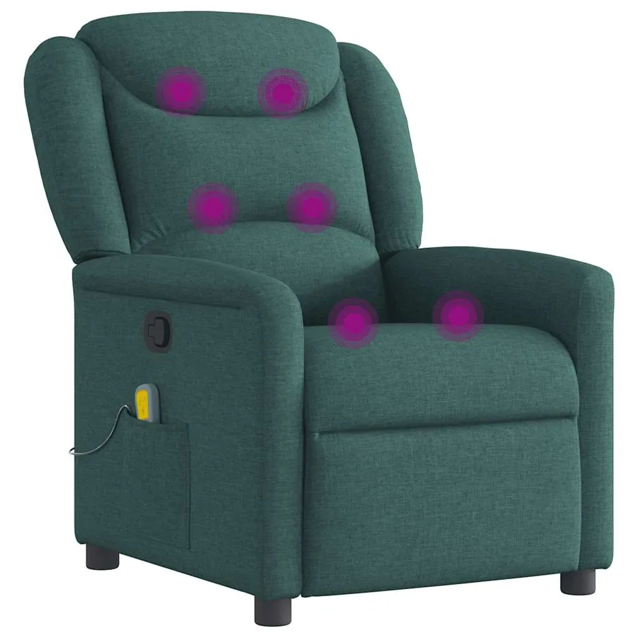 Fauteuil de massage inclinable Vert foncé Tissu - 6