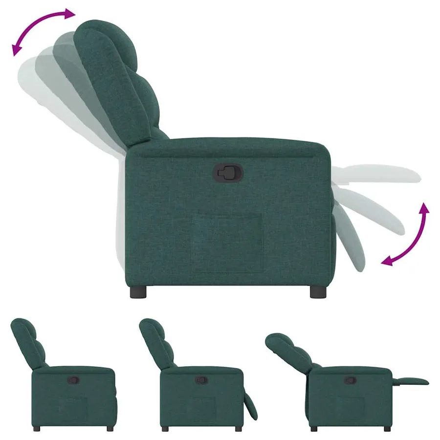 Fauteuil de massage inclinable Vert foncé Tissu - 7