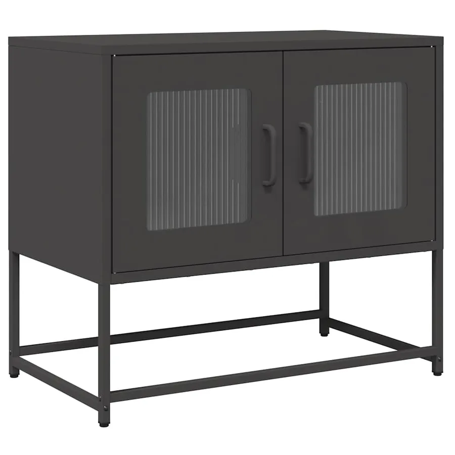 Meuble TV noir 68x39x60,5 cm acier laminé à froid - 2