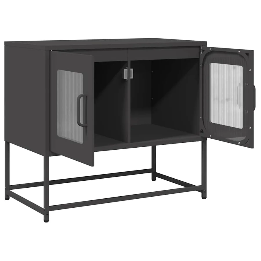 Meuble TV noir 68x39x60,5 cm acier laminé à froid - 5