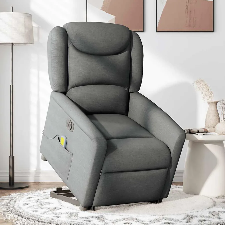 Fauteuil inclinable de massage électrique Gris foncé Tissu - 2