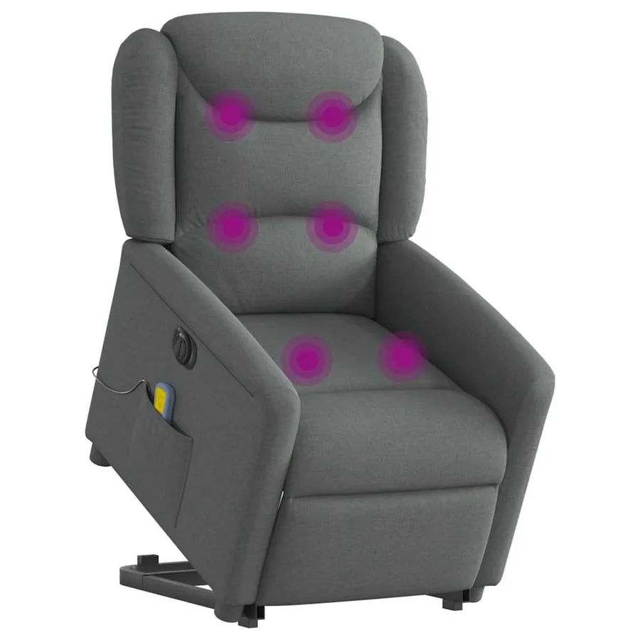 Fauteuil inclinable de massage électrique Gris foncé Tissu - 3