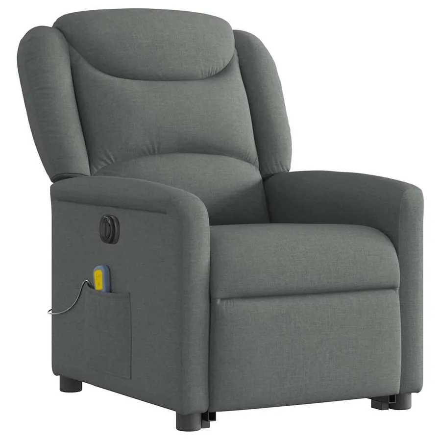 Fauteuil inclinable de massage électrique Gris foncé Tissu - 4
