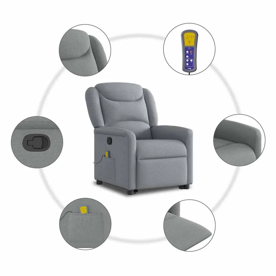 Fauteuil de massage inclinable Gris clair Tissu - 10