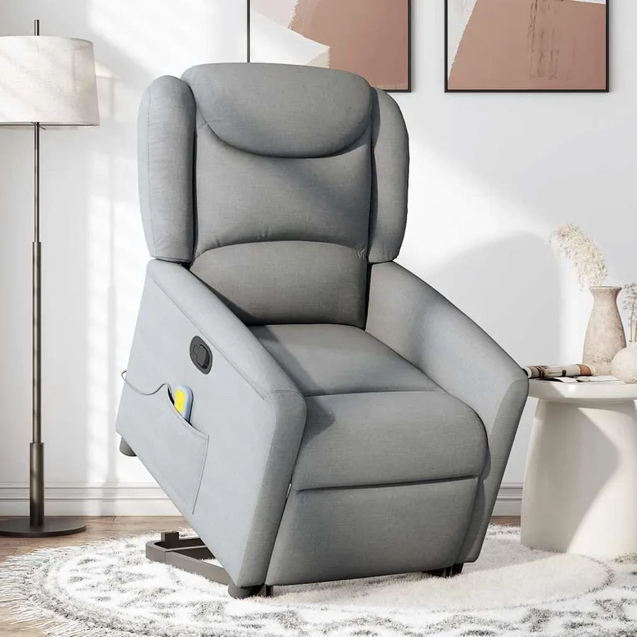 Fauteuil de massage inclinable Gris clair Tissu - 2