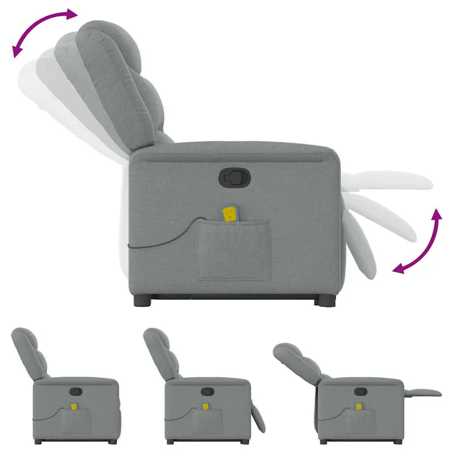 Fauteuil de massage inclinable Gris clair Tissu - 9