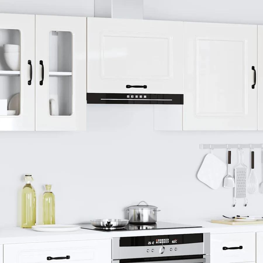 Armoire murale de cuisine Kalmar blanc brillant bois ingénierie