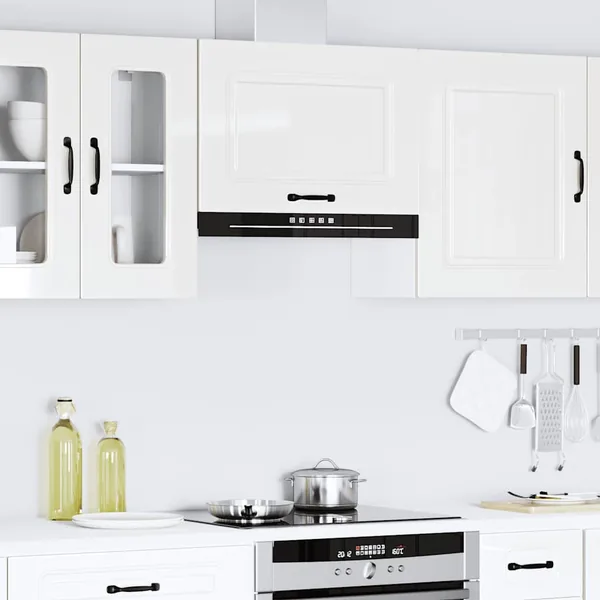 Armoire murale de cuisine Kalmar blanc brillant bois ingénierie