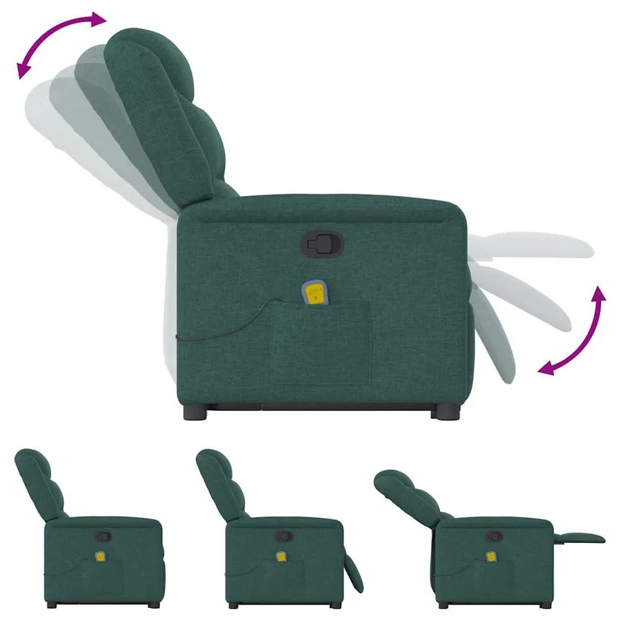 Fauteuil inclinable de massage Vert foncé Tissu - 9