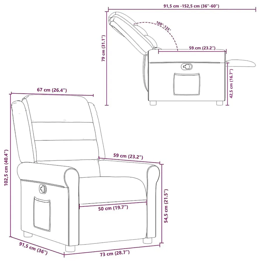 Fauteuil inclinable Noir Tissu - 11