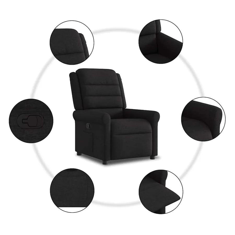 Fauteuil inclinable Noir Tissu - 9