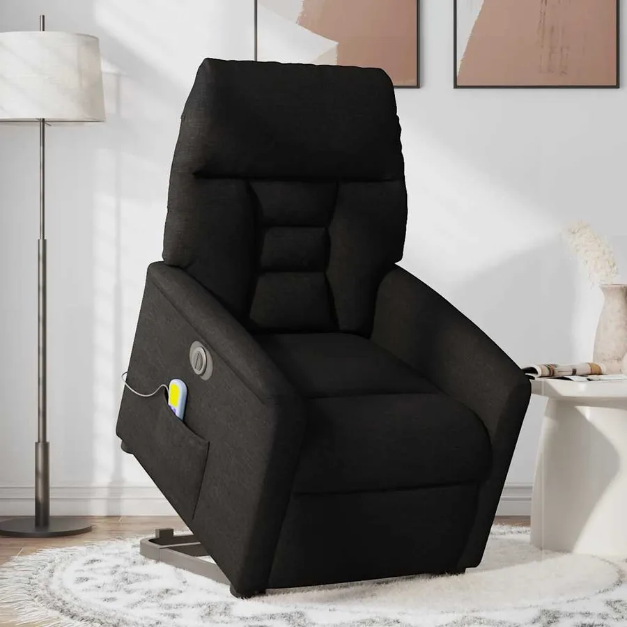 Fauteuil inclinable de massage électrique Noir Tissu - 2