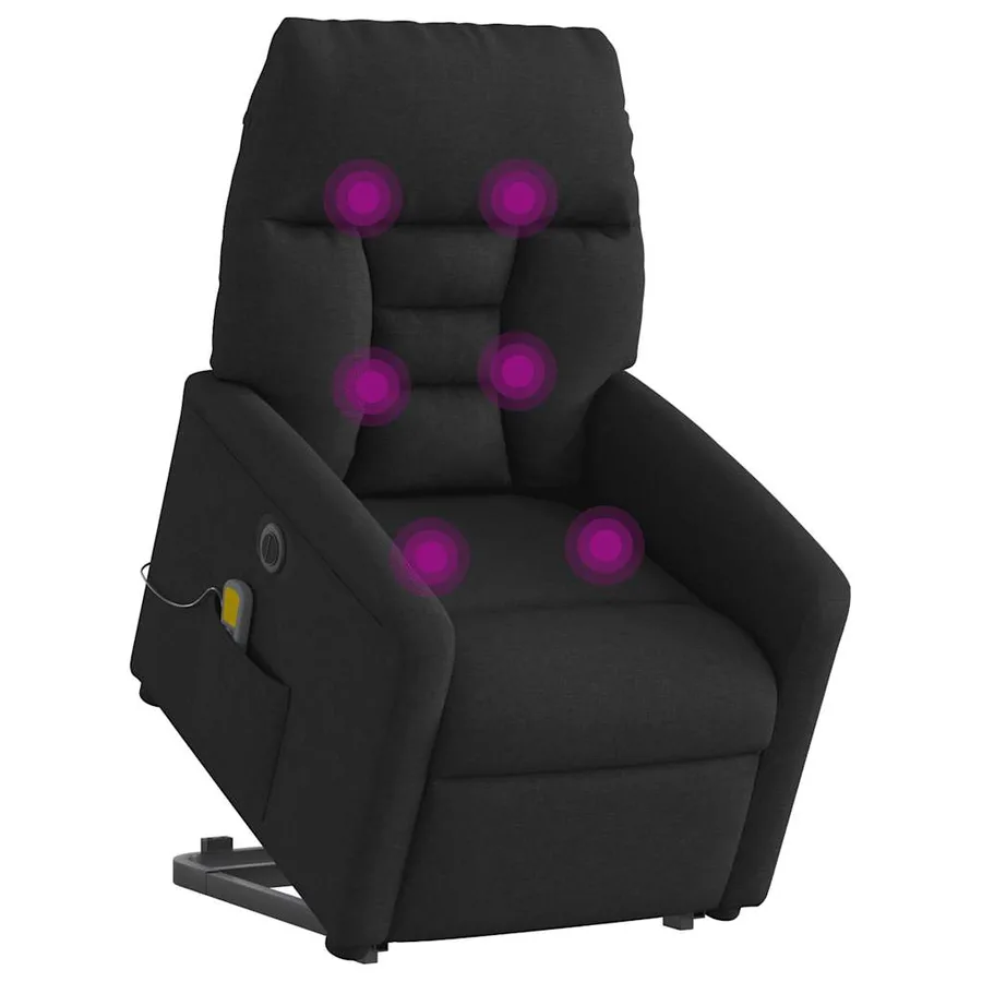 Fauteuil inclinable de massage électrique Noir Tissu - 3