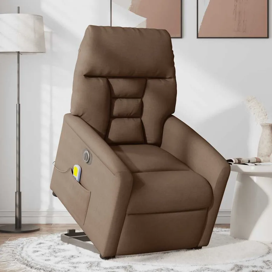 Fauteuil inclinable de massage électrique Marron Tissu - 2