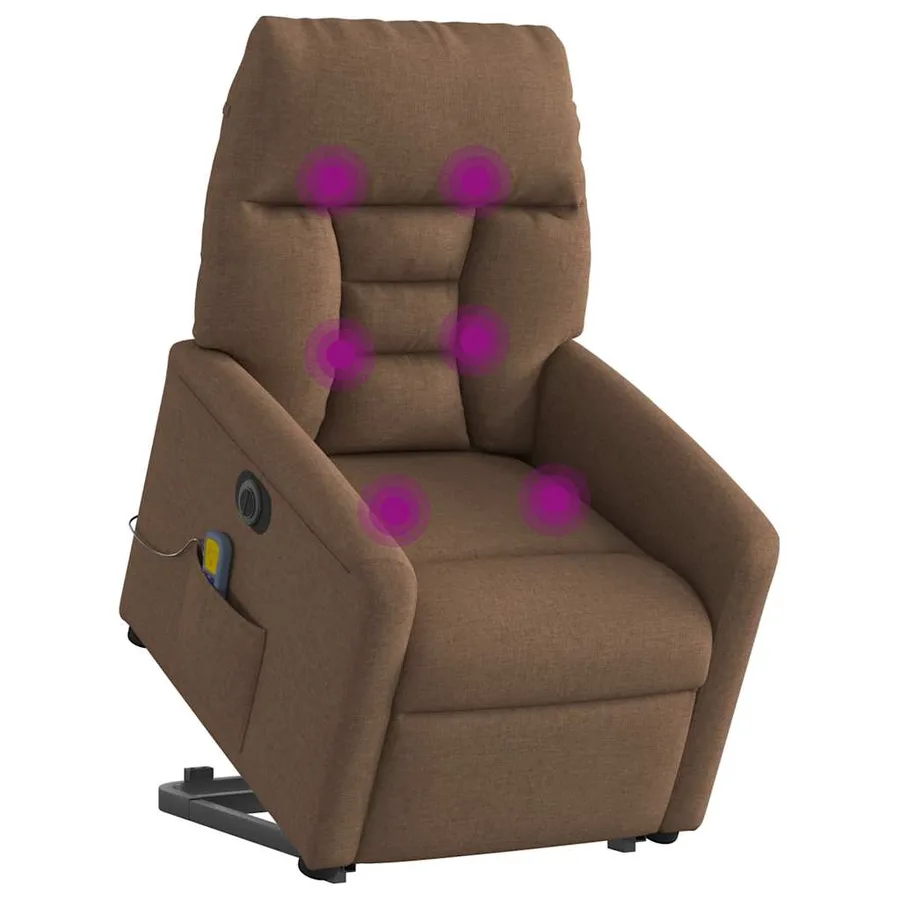 Fauteuil inclinable de massage électrique Marron Tissu - 3