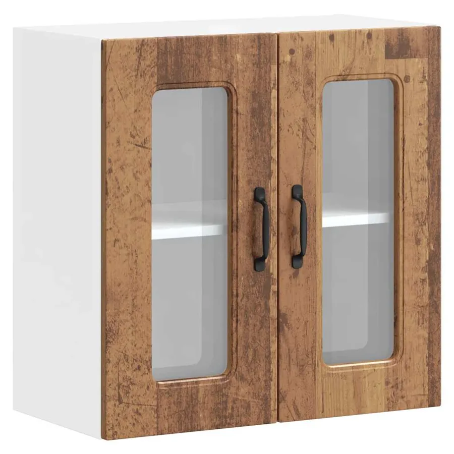 Armoire murale de cuisine avec porte vitrée "Kalmar" Bois d'ingénierie ancien - 2