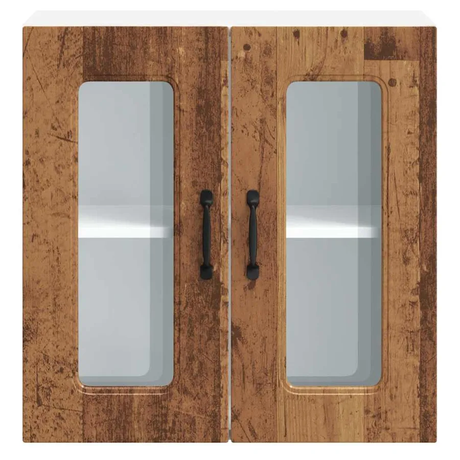 Armoire murale de cuisine avec porte vitrée "Kalmar" Bois d'ingénierie ancien - 7