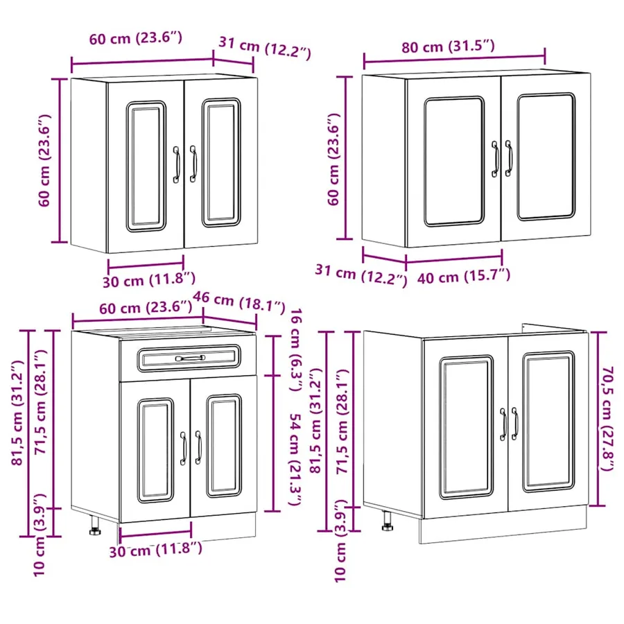 Ensemble d'armoires de cuisine 4 pcs Kalmar bois d'ingénierie - 8