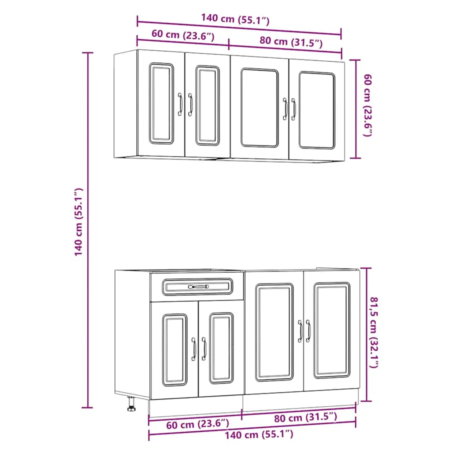 Ensemble d'armoires de cuisine 4 pcs Kalmar bois d'ingénierie - 9